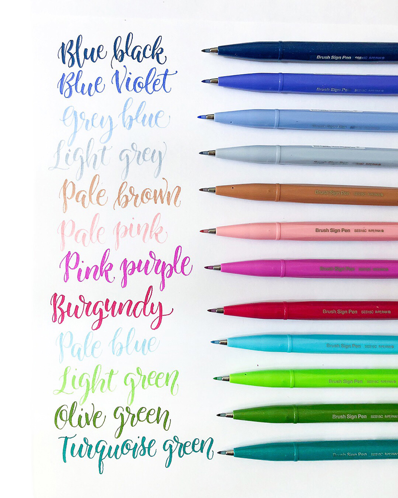Pink 5 x Pilot Fude-Makase Color Extra Fine Brush Sign Pen for Greeting Cards