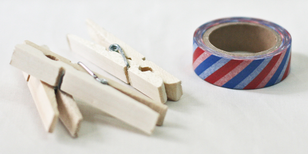 Wooden Pegs and Washi Tape DIY via Happy Hands Project
