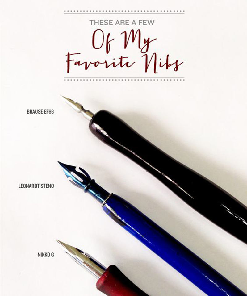 Favourite Pointed Pen Nibs via Happy Hands Project