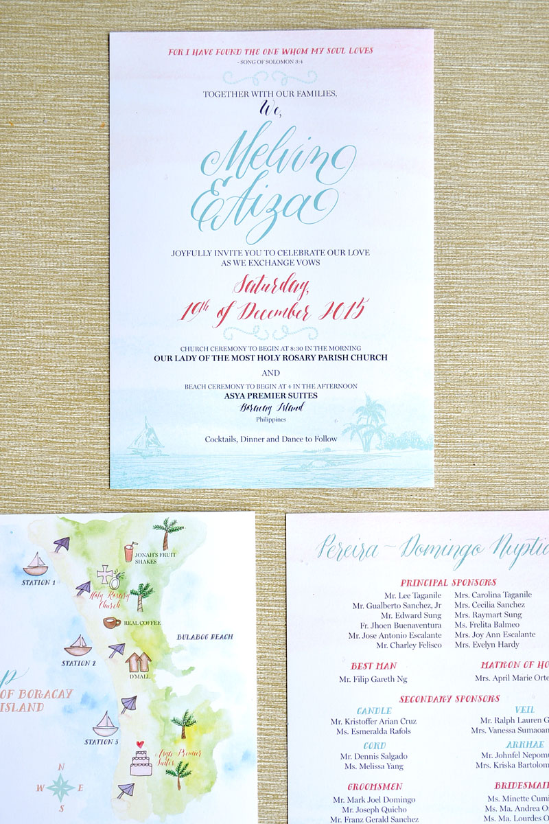 Boracay Calligraphy Wedding Invitations via Happy Hands Project