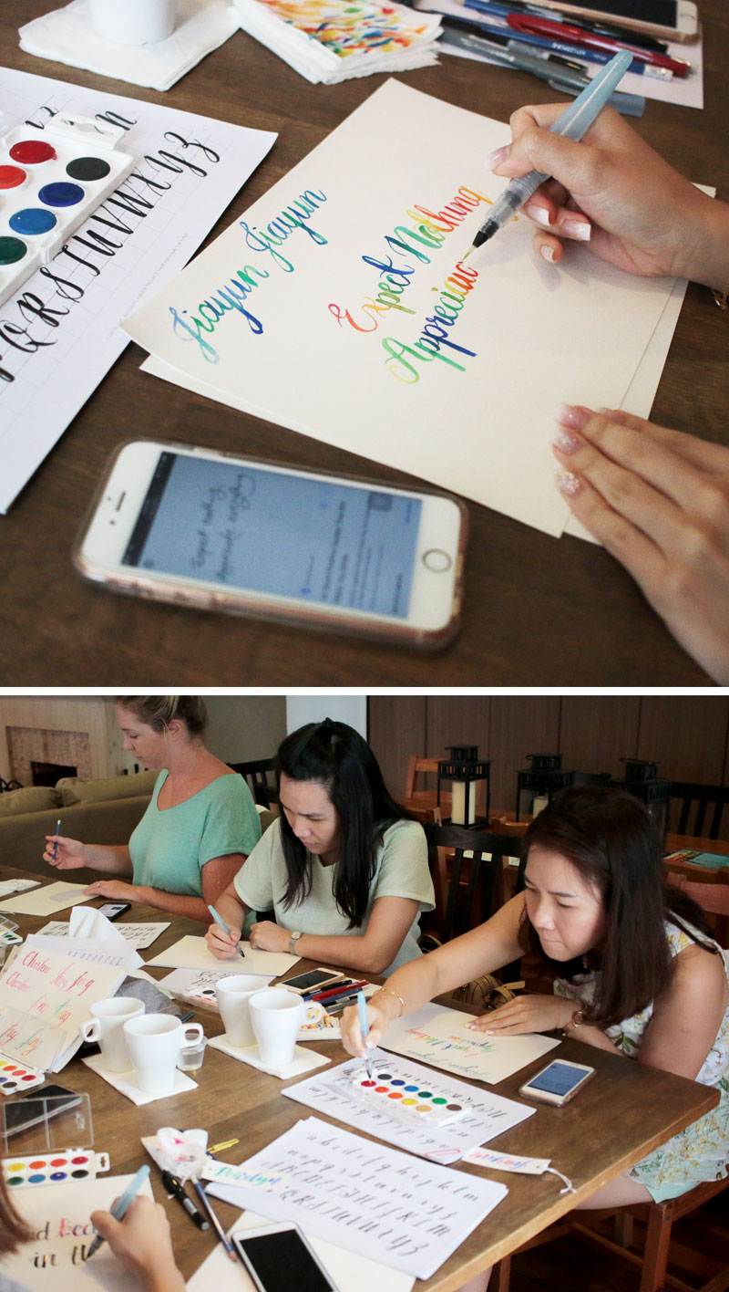 Watercolour Brush Lettering Workshop via Happy Hands Project