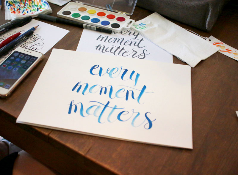 Watercolour Brush Lettering Workshop via Happy Hands Project