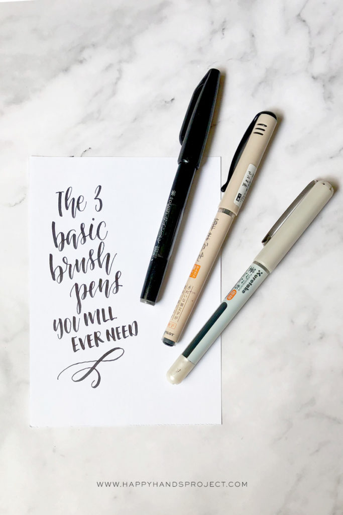 3 Basic Brush Lettering Pens You Will Ever Need via Happy Hands Project